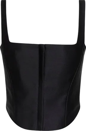 Self Portrait Womens Corset Top Black Taffeta Polyester Tops