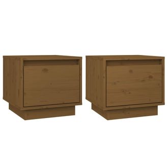 vidaXL Vidaxl - Mesitas De Noche 2 Uds Madera De Pino Marr&oacute;n Miel 35x34x32 Cm