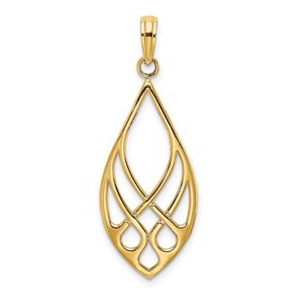Diamond2Deal 14k Yellow Gold Celtic Knot Teardrop Charm Pendant