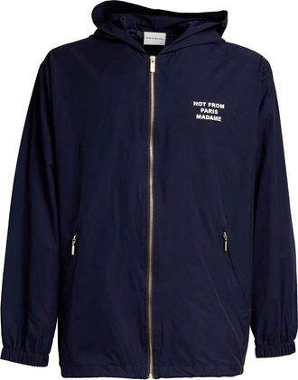 Dr&ocirc;le de Monsieur La Veste Capuche Slogan - Heren - Vesten met rits - Blauw - S - Polyester - Hoodies & sweatvesten