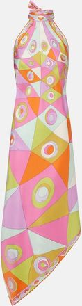 Pucci Abito midi Occhi in twill di seta