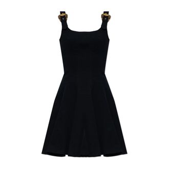 Versace Jeans Couture Short Dresses, female, Black, Size: 2XS Flared Dress