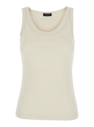 Fabiana Filippi White Sleeveless Top With Round Neck In Cotton Woman