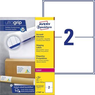 Avery L7168-100 Etiqueta Autoadhesiva Rect&aacute;ngulo Permanente Blanco 200 Pieza(s)