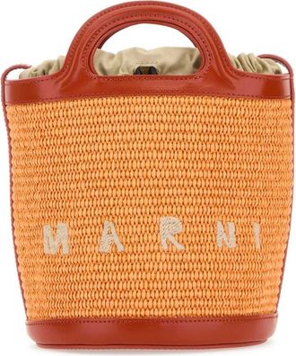 Marni Tropicalia Bucket Tas - Dames - Handtassen - Oranje - ONE Size - Leer - Tassen