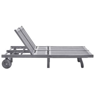 Berkfield Home Comfortable 2-Person Sun Lounger Solid Acacia Wood in Grey