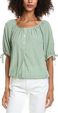 Max Studio Bubble Button Tie Sleeve Blouse