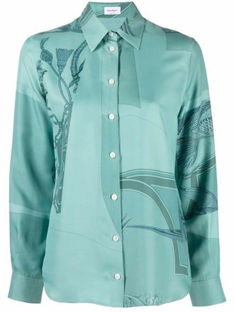 Ferragamo Camicia con stampa grafica - Verde