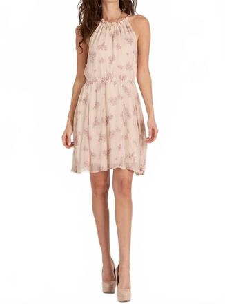 Ark & Co. Halter Neck Floral Print Mini Dress In Blush