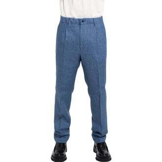BRIGLIA 1949 Heren, Broeken, Blauw, Maat: XL Linnen