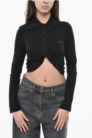 Courr&egrave;ges Cotton Piqu&eacute; Cropped-Fit Polo TWIST size M