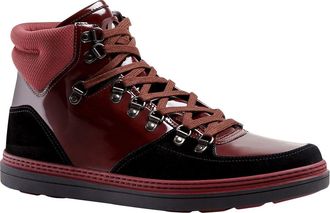 Gucci Mens Contrast Combo Dark Red Patent Leather / Suede High top Sneaker (8.5 G / 9 US)