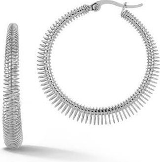 Sphera Milano Ribbed Wire Hoop Earrings in Silver at Nordstrom Rack