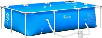 OUTSUNNY Piscina Desmontable Tubular Con Depuradora De Cartucho Piscina Rectangular De Acero Para Adultos Y Ni&ntilde;os 252x152x65 Cm 2,163l Azul