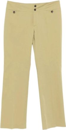 Etro Katoenen Elastan Broek - Dames - Straight fit broeken - Groen - XL - Katoen - Broeken
