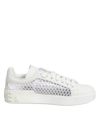 Dolce & Gabbana White Mesh Inserts Low Top Sneakers Womens Shoes