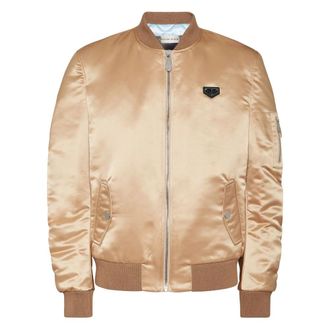 Philipp Plein Jassen, Heren, Beige, M, Polyester, Satin Top Gun Bomber LS