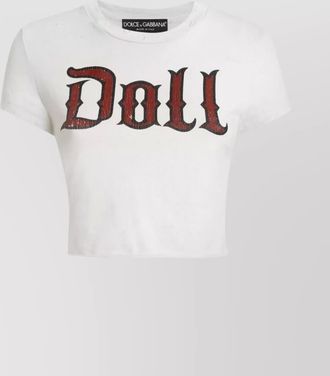 Dolce & Gabbana graphic print cropped top with short sleeves