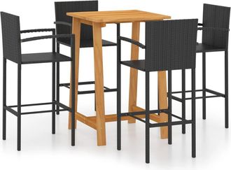 vidaXL Conjunto De Bar Para Jard&iacute;n 5 Piezas Negro Vidaxl