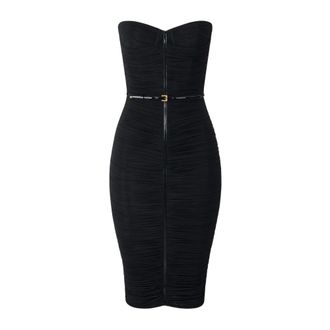 Elisabetta Franchi Jersey Stretch Jurk met Riem - Dames - Jurken - Zwart - Maat: S Jersey