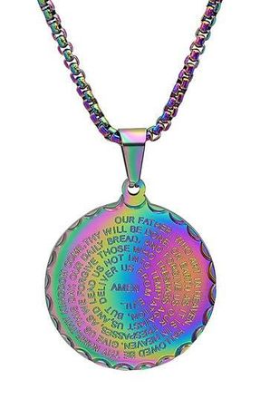 HMY Jewelry The Lords Prayer Medallion Pendant Necklace in Multi at Nordstrom Rack