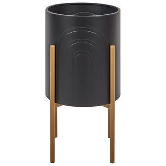 Beliani Beliani - Macetero Para Interior Y Exterior Soporte Para Maceta Metal Negro 32 X 32 X 58 Cm Serotina