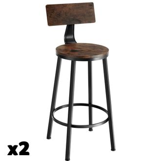 TecTake Juego de 2 taburetes de bar, Madera industrial oscura, r&uacute;stica