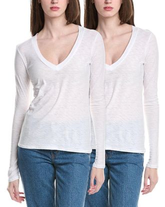 James Perse 2Pk Relaxed V-Neck T-Shirt