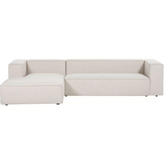 Beliani Beliani - Minimalistic Right Corner Sofa Fabric Upholstered 3 Seater Beige Vernon