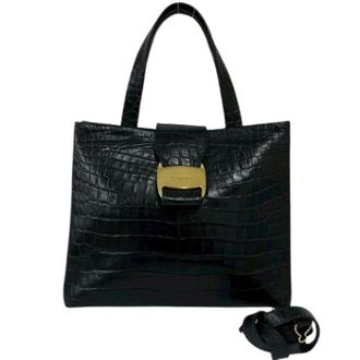 Ferragamo Pre-owned Handbags, female, Black, Size: ONE SIZE Pre-owned Leather 2way Shoulder Bag (Vara)