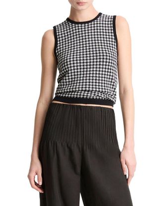 Vince Gingham Wool-Blend Tank