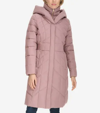 Cole Haan Womens Taffeta Down Coat - Pink Size Medium