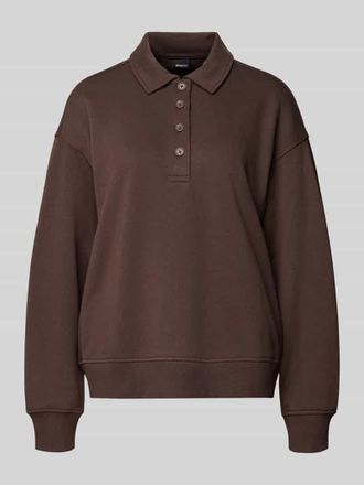 Gina Tricot Sweatshirt mit Polokragen und Knopfleiste in Mittelbraun, Gr&ouml;&szlig;e XL