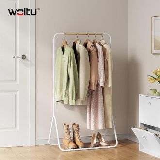Woltu Burro Perchero Blanco Metal Para Colgar Ropa Hogar Vestidor Pasillo Dormitorio 79x43x145cm - Woltu