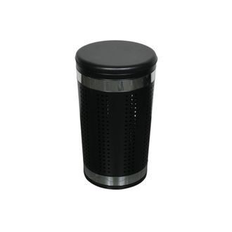 MSV Msv - Cesto Para La Ropa Sucia 46l Con Funda De Coj&iacute;n De Acero Inoxidable Negro