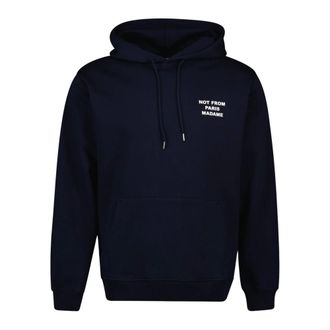 Dr&ocirc;le de Monsieur Hoodies, male, Blue, Size: M Navy Blue Hoodie with Slogan