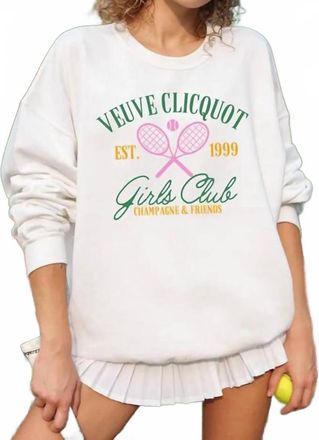BA&SH Champagne Club Graphic Sweatshirt In White