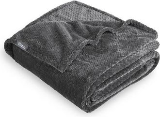Bare Home Chevron Microplush Fleece Blanket in Grey at Nordstrom, Size Twin