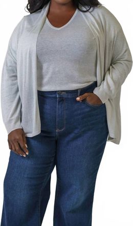 Estheme Silk Linen Sparkle Cardigan - Plus Size In Grey