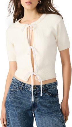 Steve Madden Sereia Tie Front Crop Cardigan in Cream at Nordstrom, Size X-Small