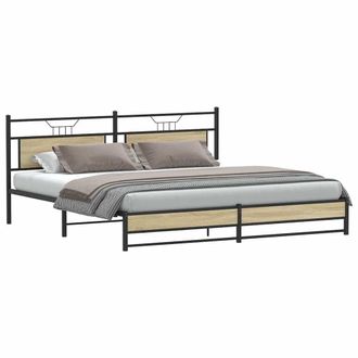 Berkfield Home Metal Bed Frame without Mattress Sonoma Oak 200x200 cm in Brown