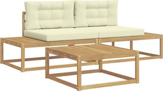 vidaXL Conjunto De Sof&aacute;s De Exterior 3 Uds. 2 Plaza Poli&eacute;ster Blanco Vidaxl
