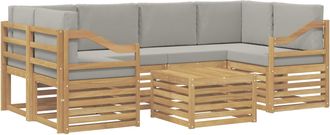 vidaXL Conjunto De Sof&aacute;s De Exterior 7 Uds. Blanco Y Gris Claro Vidaxl