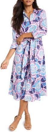Nic+Zoe Scribble Blooms Midi Shirtdress in Purple Multi at Nordstrom Rack, Size X-Small