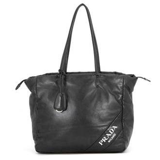Prada Black Leather Handbag Tote Bag (Pre-Owned)