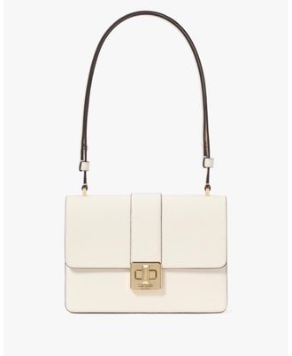 Kate Spade New York Womens Phoebe Refined Grain Leather Small Flap Shoulder Bag - White - One Size