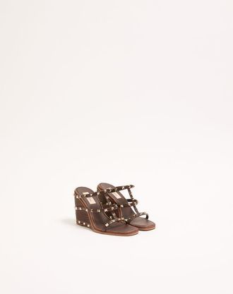 Valentino Garavani Slide Zeppa Rockstud In Vitello Con Ricamo Cornely 100Mm Donna FONDANT 39.5
