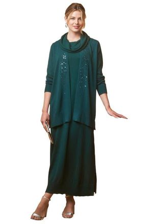 Jessica London 2-Piece Sweater Dress in Emerald Green Sequin at Nordstrom, Size 16