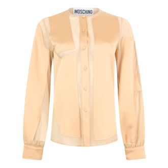 Moschino Camisa con inserciones de malla - Blouses & Shirts - Mujer - Beige - S