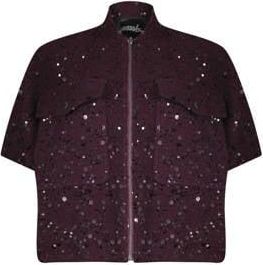 Pools wollen jasje met pailletten donkerrood